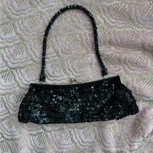 La Regale Black Sequin Clutch